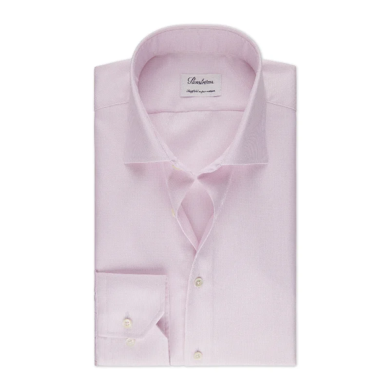 Light Pink Fitted Body Neat Twill Shirt - Stenströms Masculine Men's 