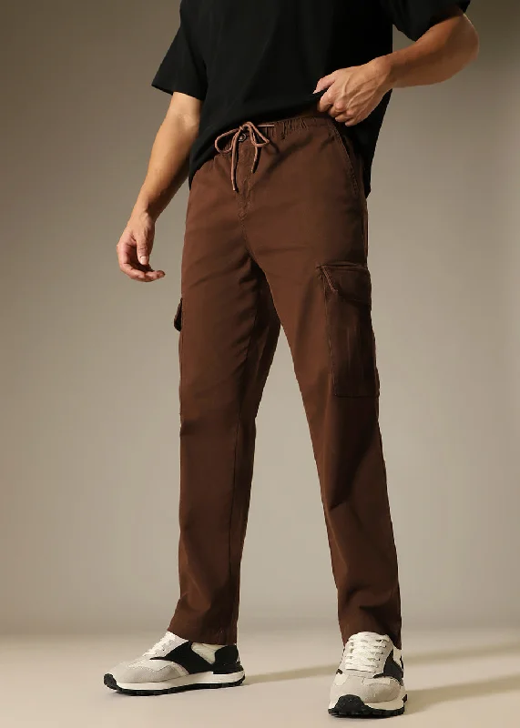 Dark Brown Twill Cargo Pant Practical Men's Quick