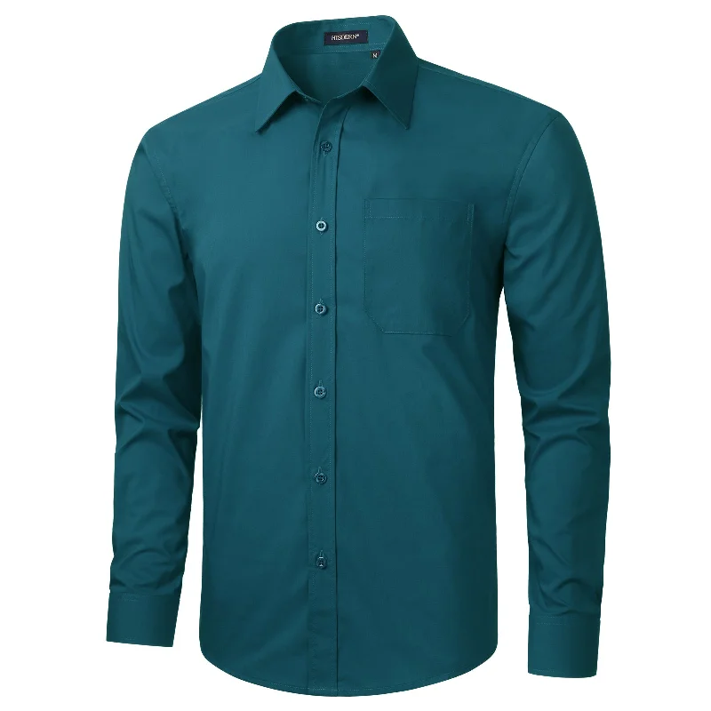 Men's Dress Shirt with Pocket - TEAL Masculine Men's Thick