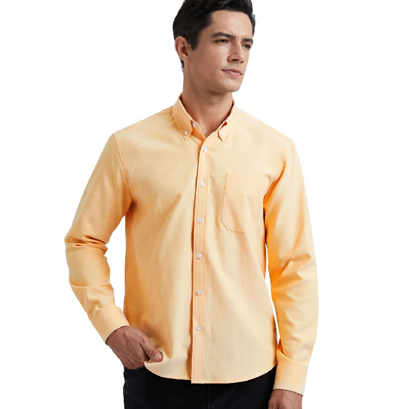 Men's Dress Shirt with Pocket - LIGHT YELLOW Elegant Men's Cashmere