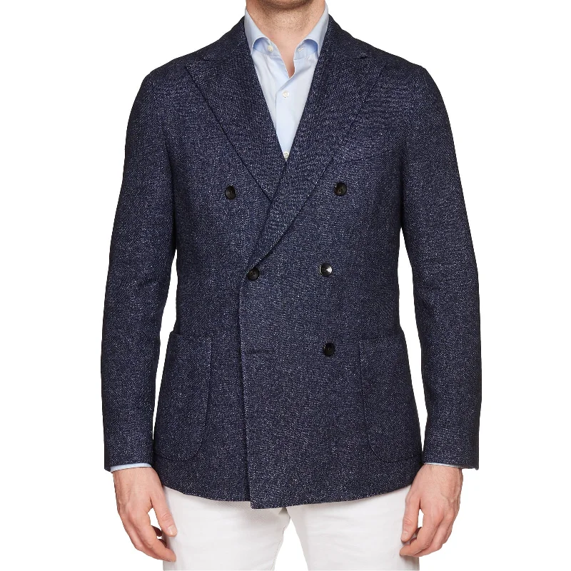 BOGLIOLI "K.Jacket" Blue Wool-Silk-Linen-Cashmere Unlined DB Jacket EU 50 NEW US 40 Casual Men's Loose