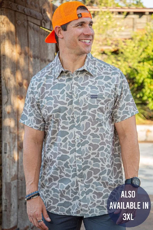 Burlebo Performance Button Up - Classic Deer Camo Beach