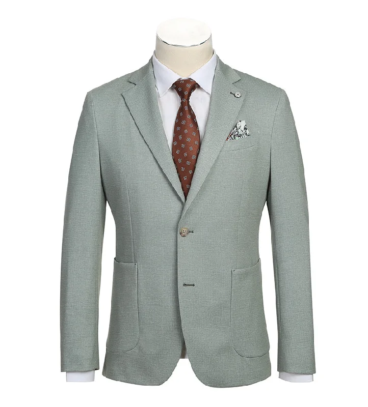 Half Canvas Slim Fit Blazer in Light Sage Gray Bold Men's Animal