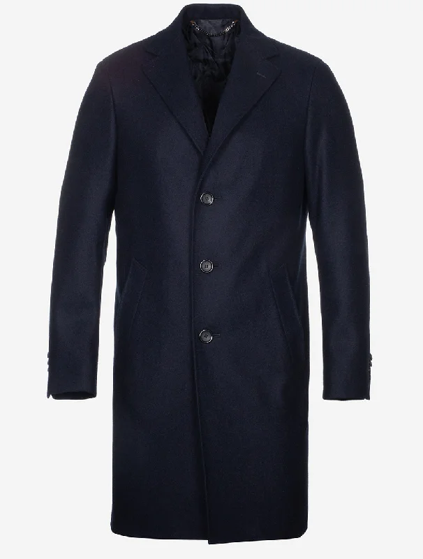 Wool Overcoat Navy Tailored