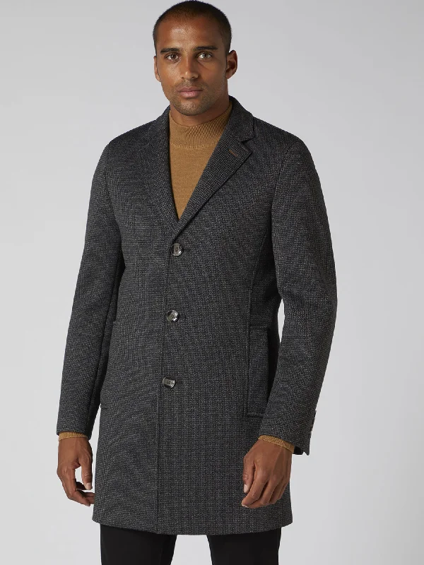 Remus - Grey Raeburn Checked Coat Polished Men's Satin