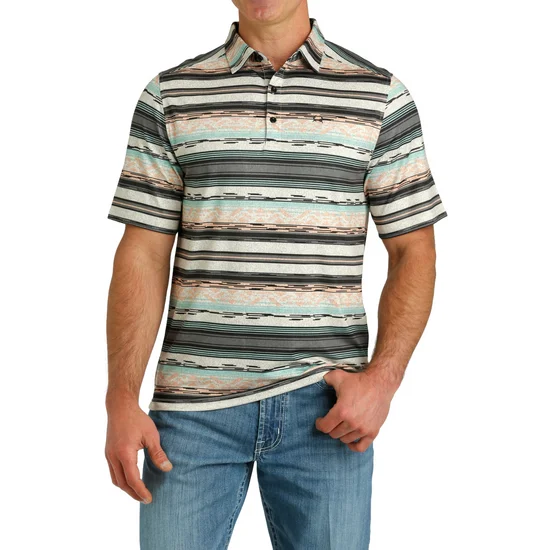 Cinch Men’s Multicolored Striped Arenaflex Polo Laid