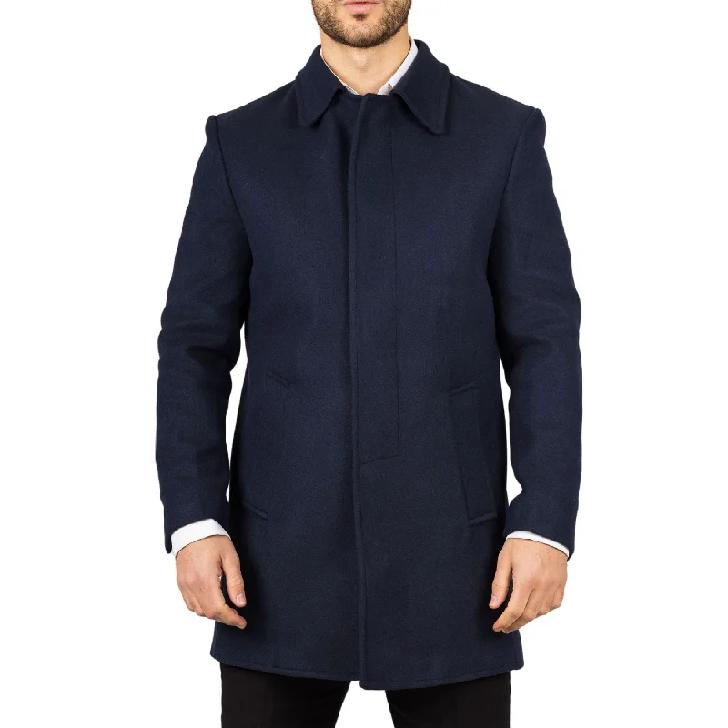 Men's Overcoat Classic Collar Wool Blend Classic Trench Coat Winter Jacket Preppy Men's College