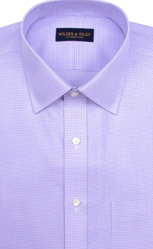 Tailored Fit Purple Houndstooth Spread Collar Supima® Cotton Non-Iron Twill Dress Shirt (B/T) Practical Men's Multi