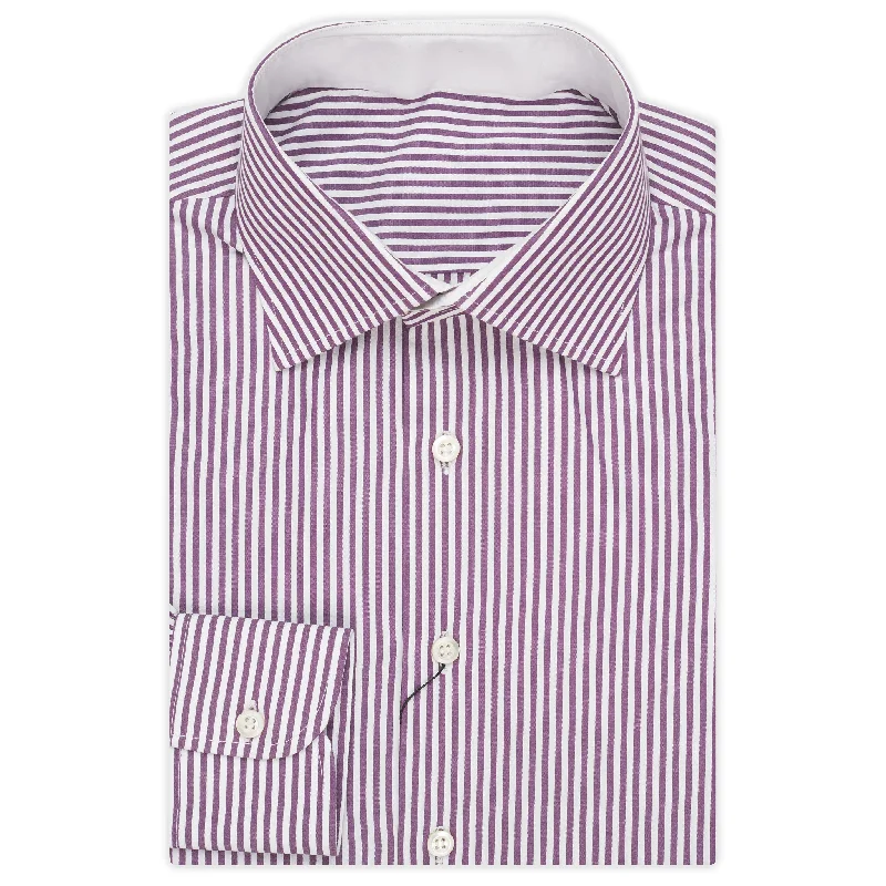 BESPOKE ATHENS Handmade Purple Striped Poplin Cotton Dress Shirt 41 NEW 16 Hip Men's Urban