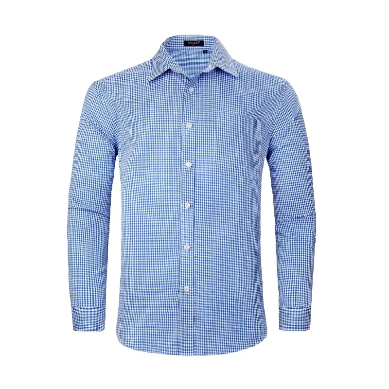 Men's Casual Long Sleeve Plaid Shirt - BLUE Practical Men's Quick