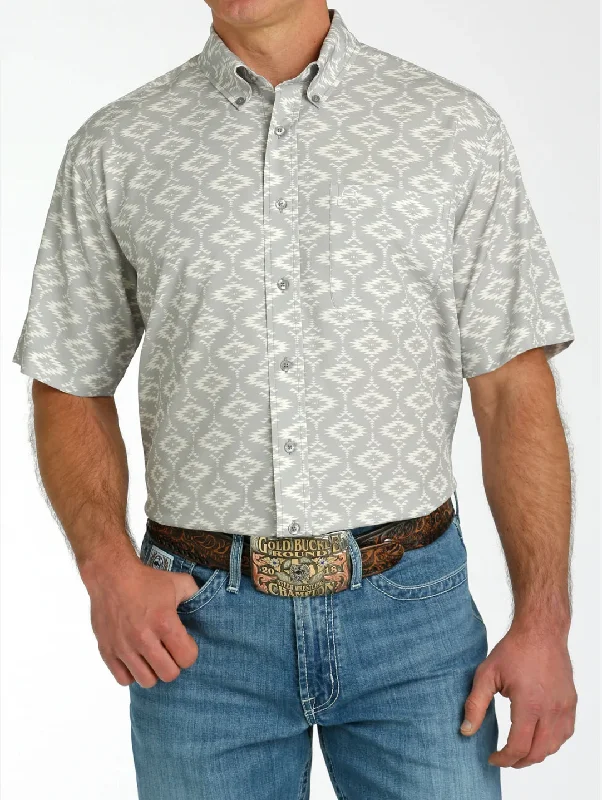 Cinch Men’s Arenaflex Grey Geo Print Shirt Tailored