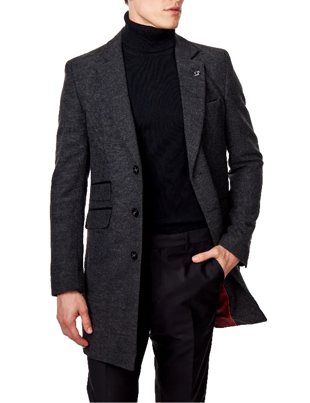 NESTOR – GREY TWEED WOOL BLEND OVERCOAT Artistic Men's Hand