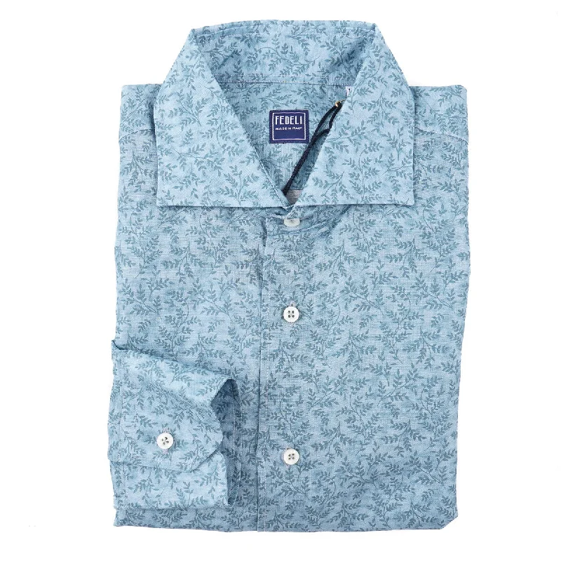 Fedeli Floral Linen-Cotton Shirt Hip Men's Retro