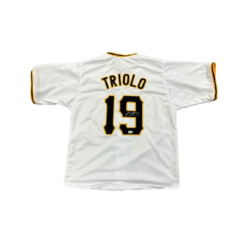 Jared Triolo Signed Custom White Baseball Jersey Traditional Men's Wool