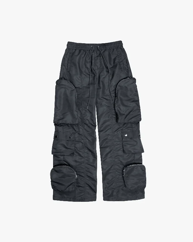 EPTM BAGGY MOON ZIP CARGO PANTS - BLACK Tailored