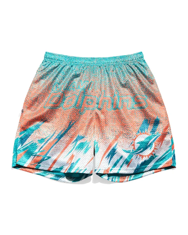 Miami Dolphins Sketch Retro Shorts Unique Men's Upcycled