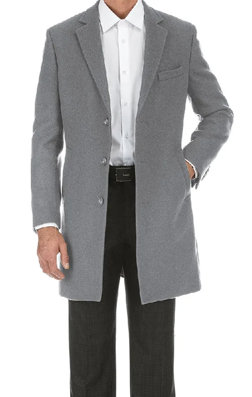 English Laundry Light Gray Fall/Winter Essential Slim Fit Wool Blend Overcoat Athletic Men's High