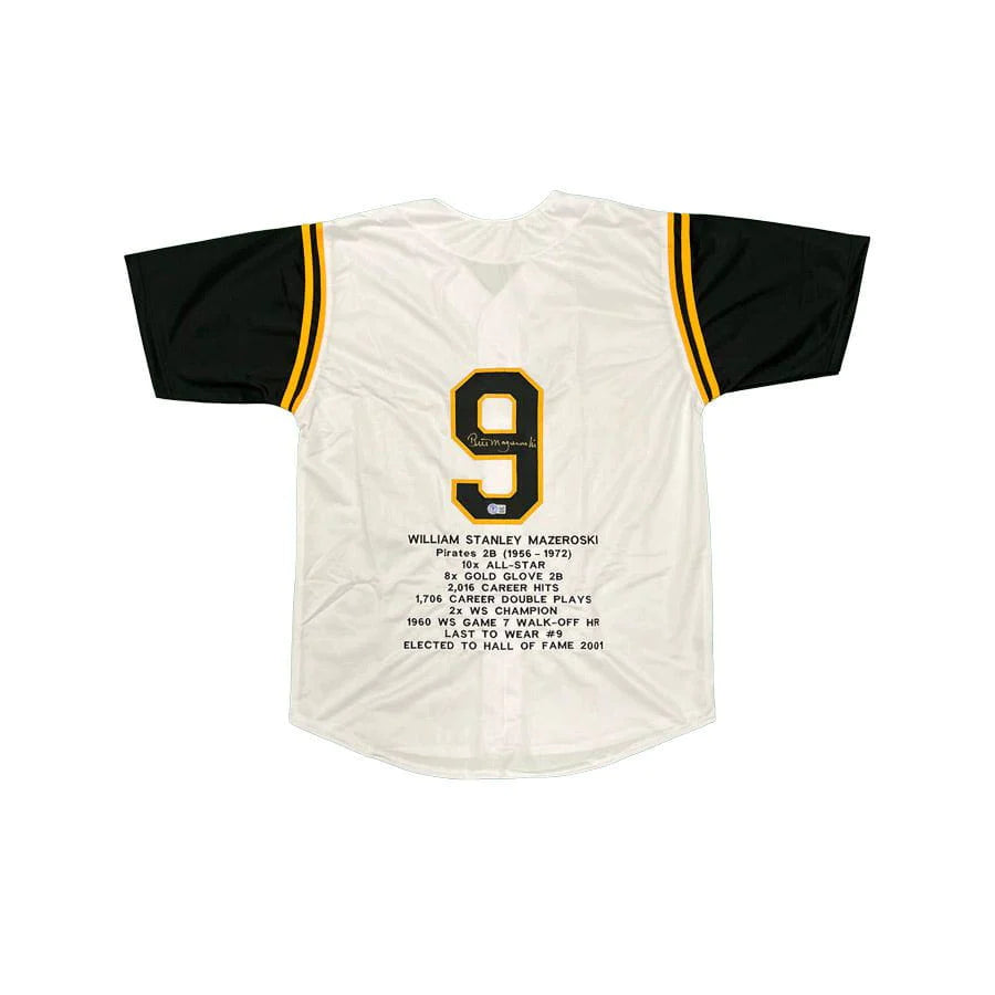 Bill Mazeroski Signed White Stat Custom Jersey Bold Men's Animal