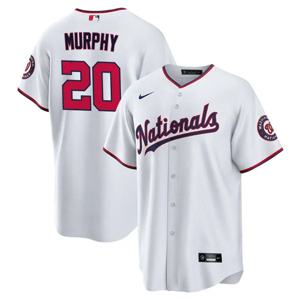 Unsigned Daniel Murphy Nationals White Jersey Earthy Men's Hemp