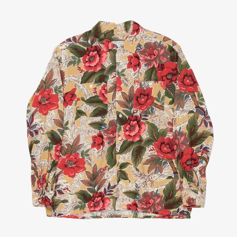 Floral Rayon Shirt Edgy Men's Punk