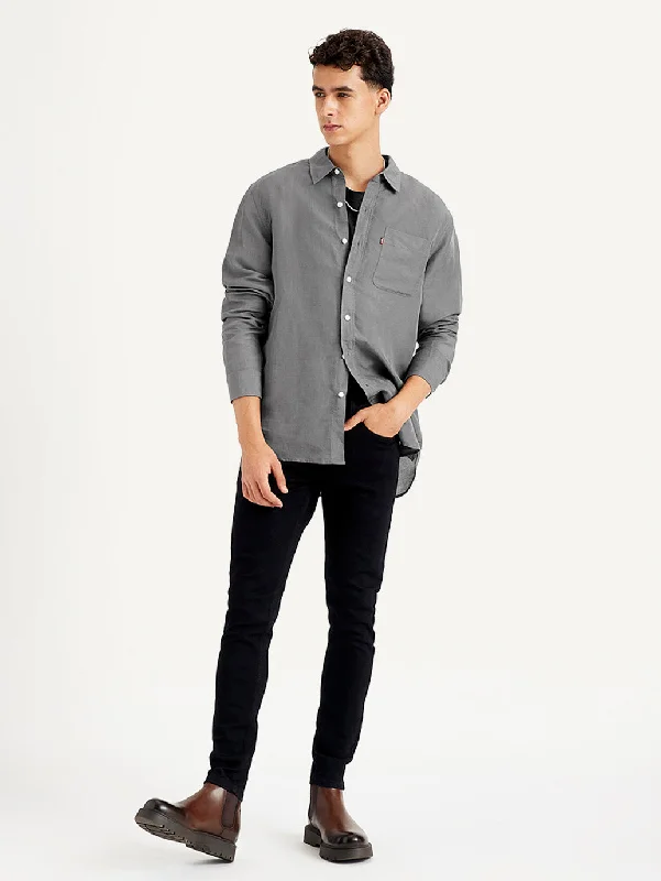 Men's Solid Regular Fit Shirt Casual Men's Loose