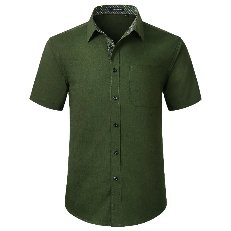 Men's Short Sleeve Shirt with Pocket - B1-GREEN Vintage Men's 1970S Disco