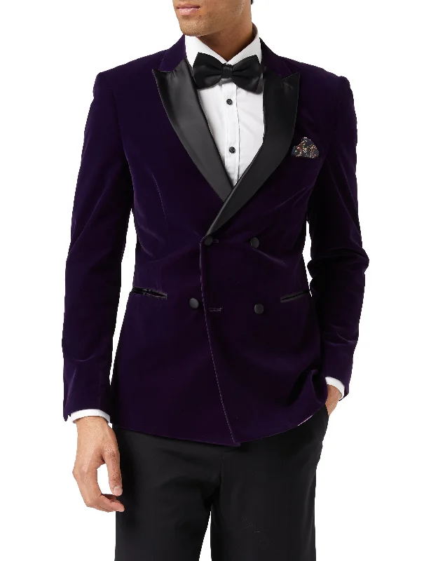 SMITH - Purple Soft Velvet Dinner Jacket Modern Men's Tech