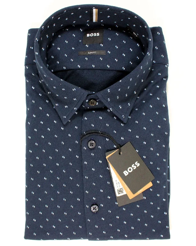 Hugo Boss Shirt Midnight Blue Pattern - Slim Fit XXXL SALE Sophisticated Men's 