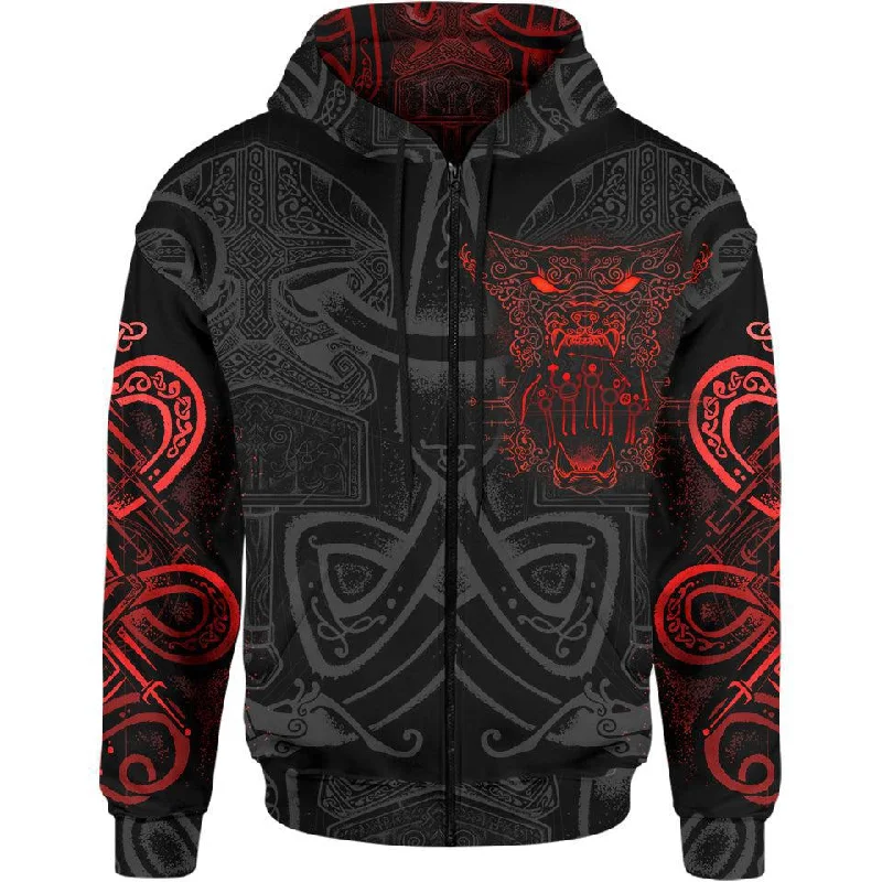 Wolf of Ragnarök Zip Hoodie Trendy Men's Oversized