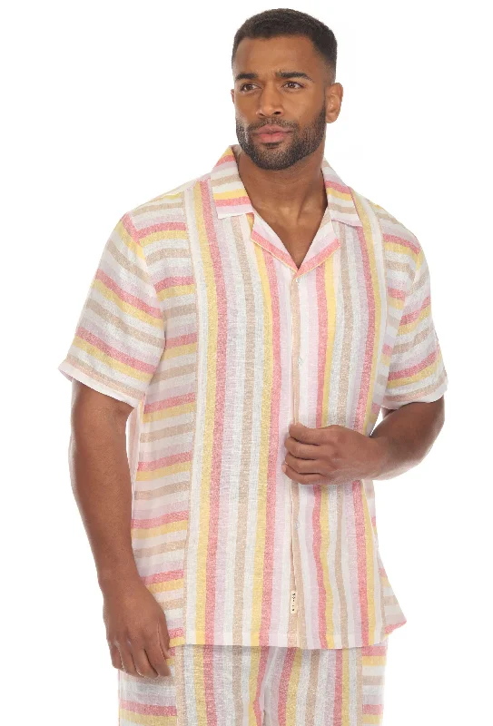 Men's Causal Beach Resort Wear Shirt, Linen Blend Hip Men's Urban