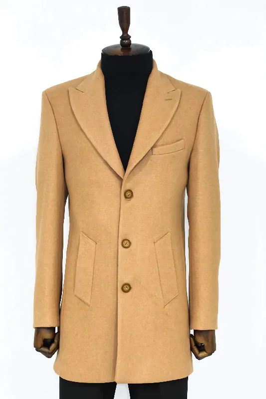 CAMEL WIDE LAPEL WOOL PEACOAT SLIM FIT Artistic Men's Avant