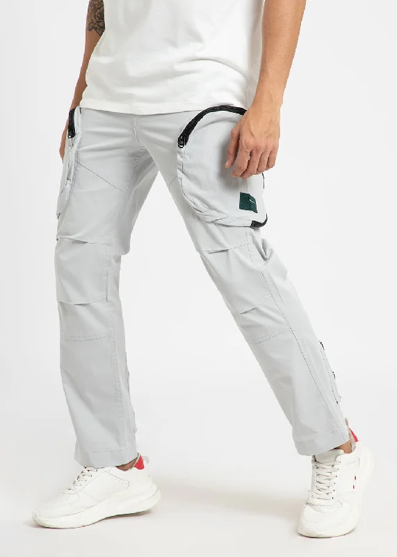 Light Gray Zipper Cargo Pant Modern Men's Tech