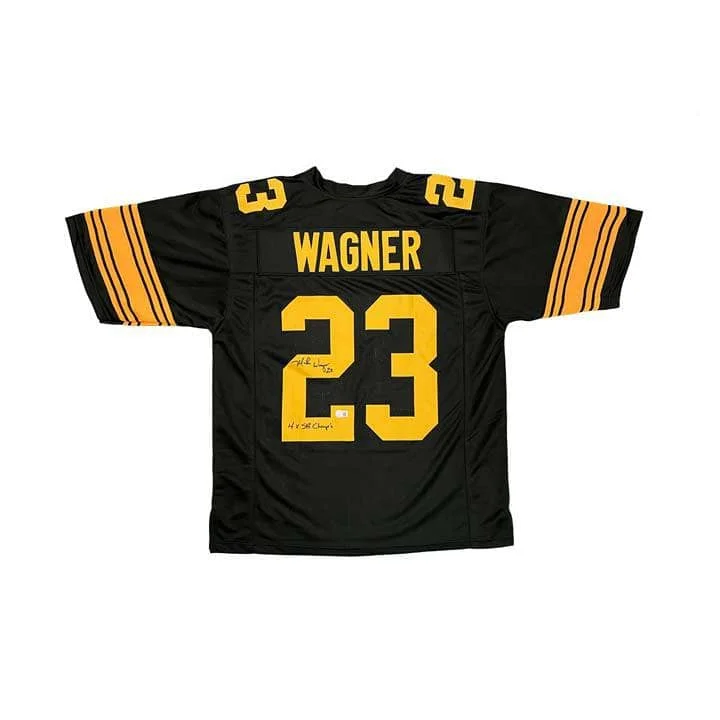 Mike Wagner Signed Custom Alternate Football Jersey with 4X SB Champs Lumberjack