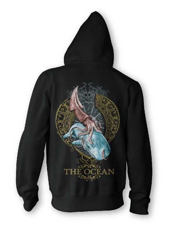 The Ocean "Whale Vs Squid" Zip Hoodie Sporty Men's Athleisure 