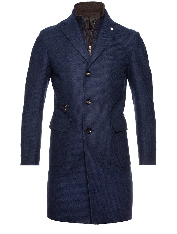 Twill Overcoat With Insert Navy Preppy Men's College