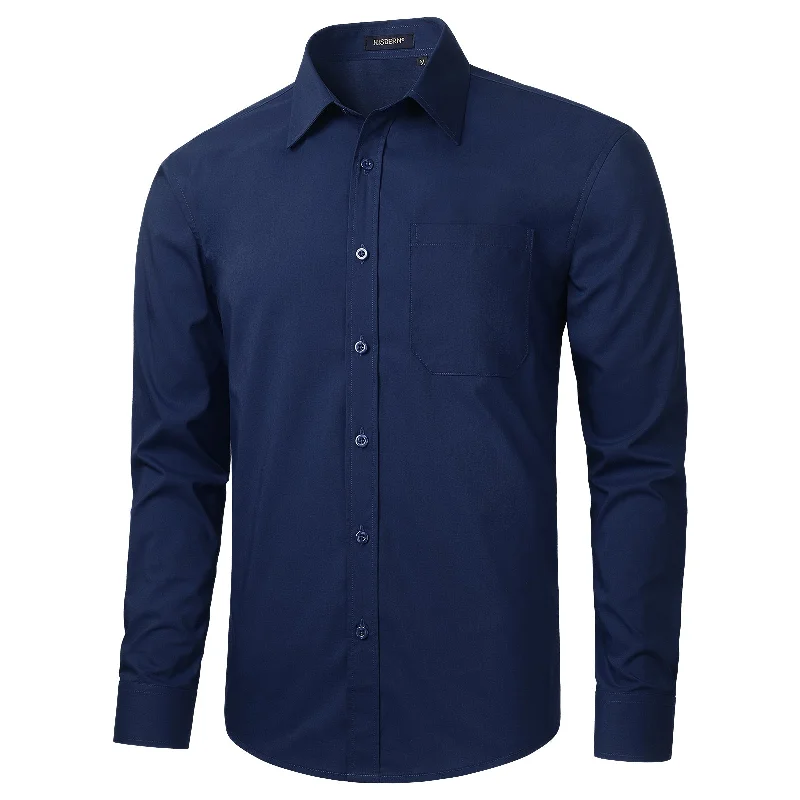 Men's Dress Shirt with Pocket - NAVY BLUE Luxurious Men's High