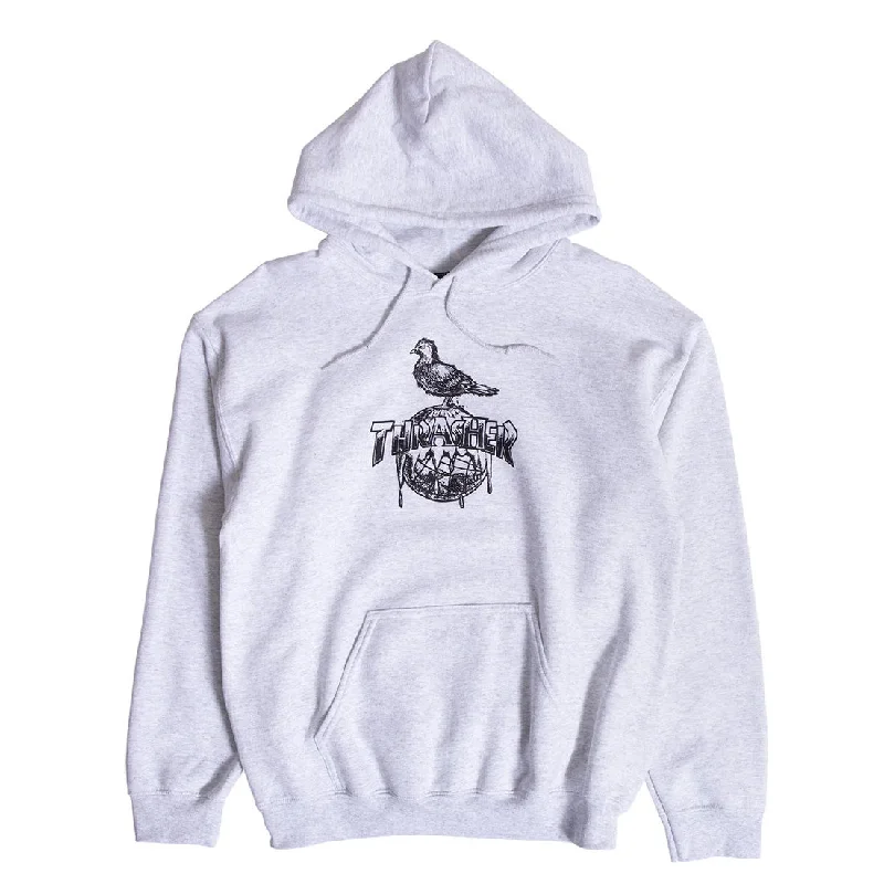 Thrasher x Antihero Cover The Earth Hooded Sweatshirt Ash Grey Classic Men's Pin