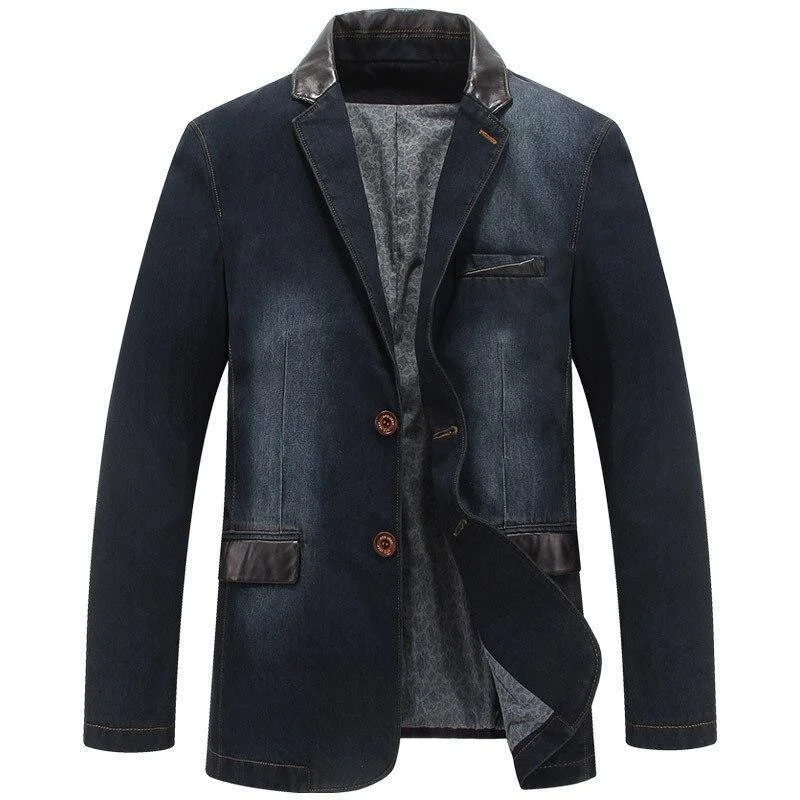 Men Blazer - Streetstyle Denim Blazer Relaxed Men's Beach