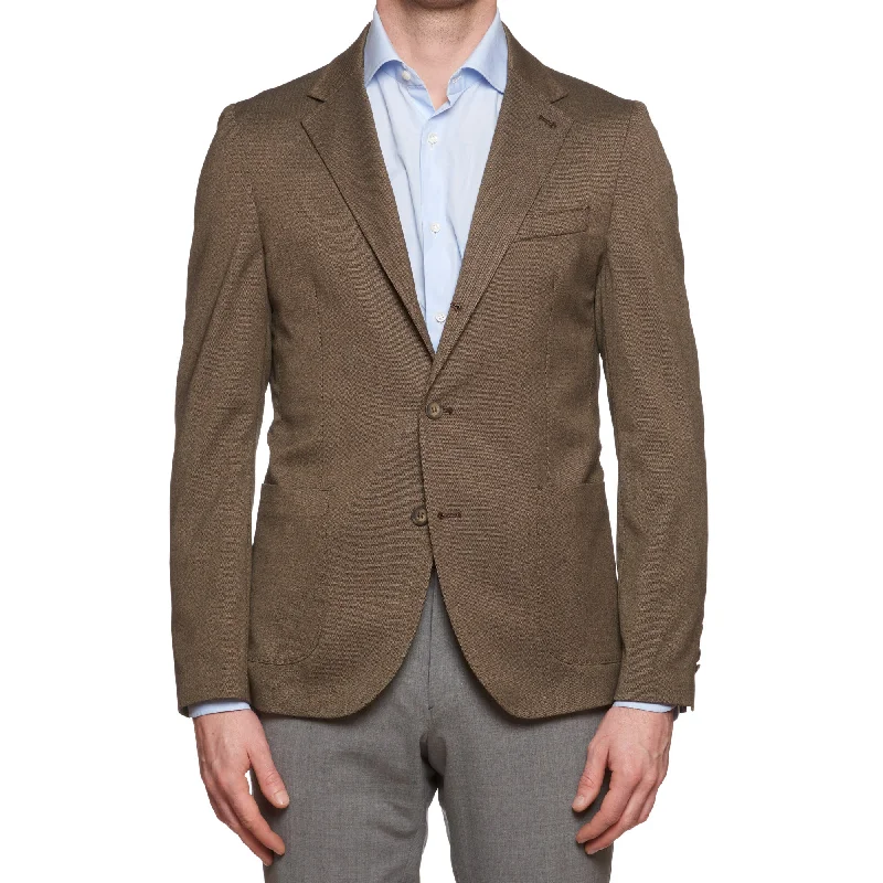 VINCENZO PALUMBO "Alfred" Tan Herringbone Wool Jacket EU 48 NEW US 36 Slim Fit Sleek Men's Contemporary 