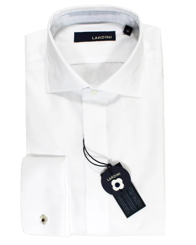 Lardini Dress Shirt White French Cuffs Tuxedo 42 - 16 1/2 - Sartorial Cozy Men's Winter