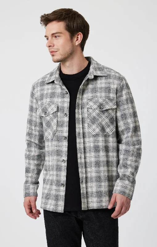 DOUBLE POCKET CHECK SHIRT IN GREY MARL CHECK Gym