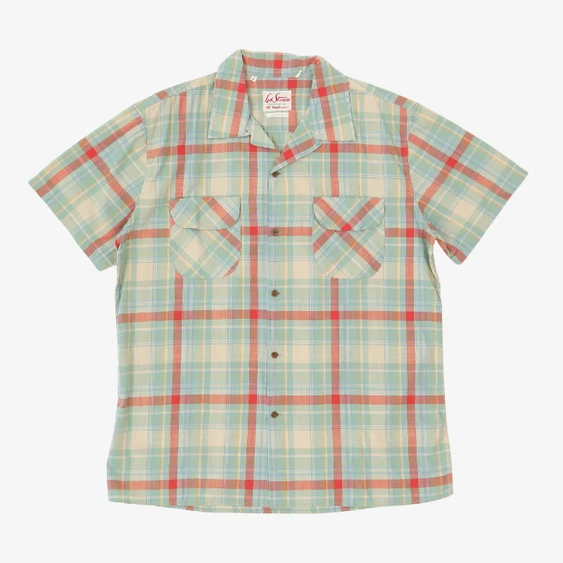 Light Plaid SS Shirt Polished Men's Satin