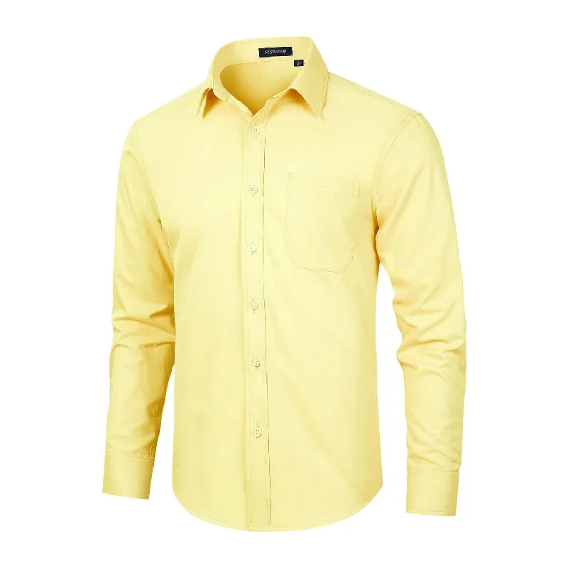 Men's Dress Shirt with Pocket - LIGHT YELLOW Elegant Men's Cashmere