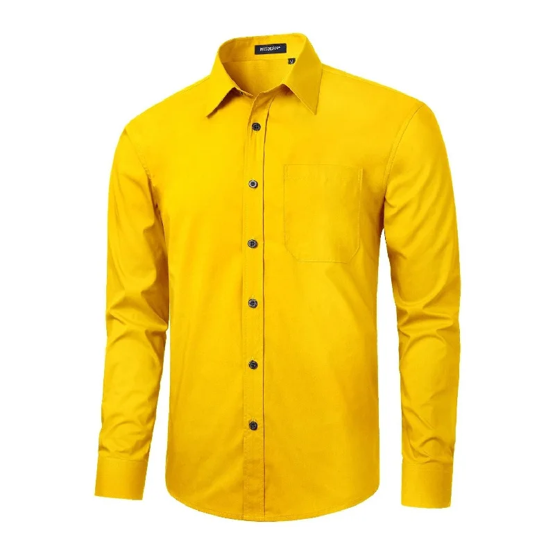 Men's Dress Shirt with Pocket - YELLOW Relaxed Men's Beach