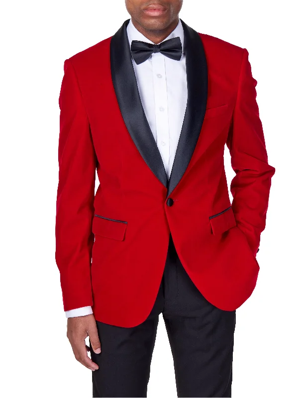 TUXEDO JES - Red Soft Velvet Jacket Refined Men's Hand