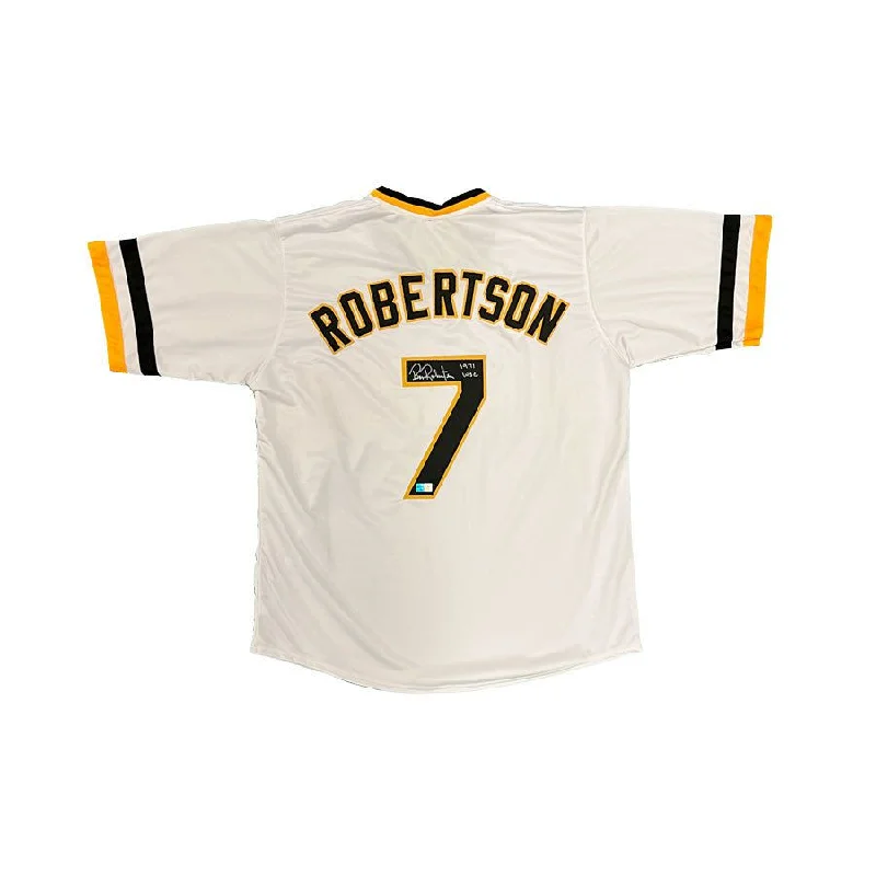 Bob Robertson Signed Custom White Baseball Jersey with 1971 W.S.C Dapper Men's Bow