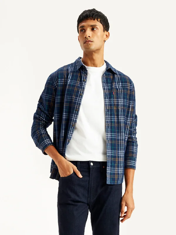 Men's Plaid Regular Fit Shirt Monochromatic All