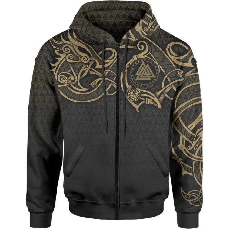 Valknut Zip Hoodie Elegant Men's Cashmere