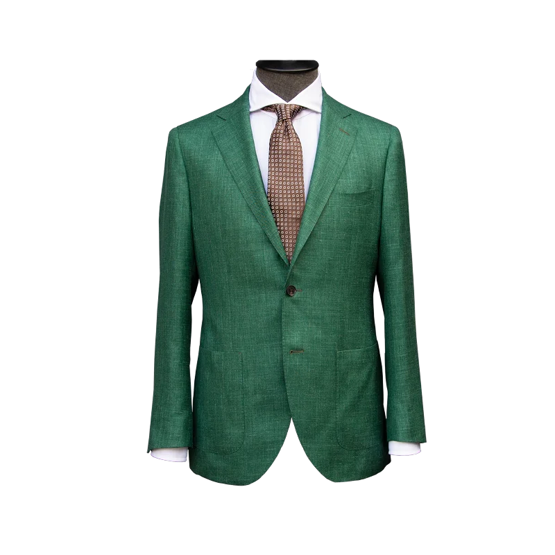 GREEN SLUB WOOL LINEN SILK Laid