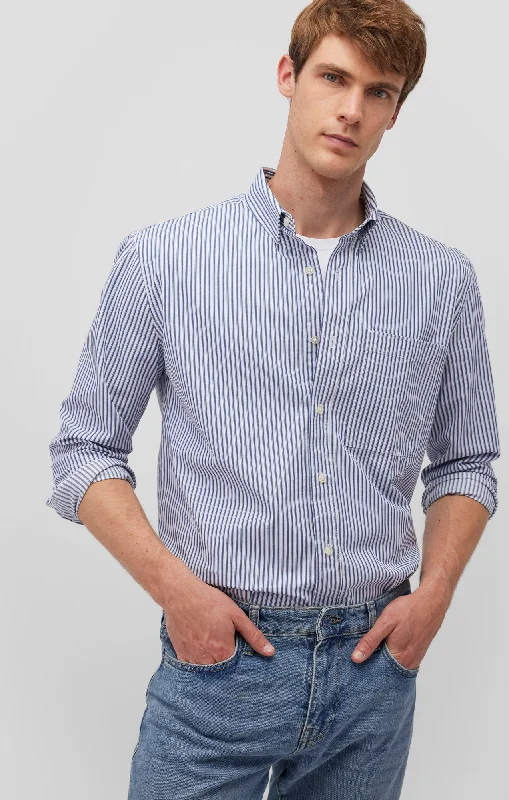 STRIPED BUTTON-UP LONG SLEEVE SHIRT IN TRUE BLUE Lumberjack